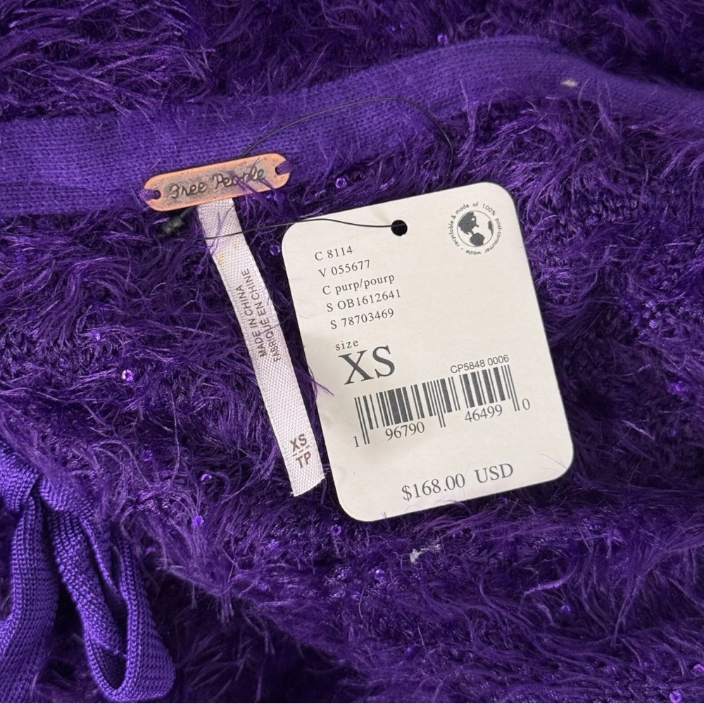 Free People, Purple Fuzzy Women's Purple Jacket - Picture 3 of 9